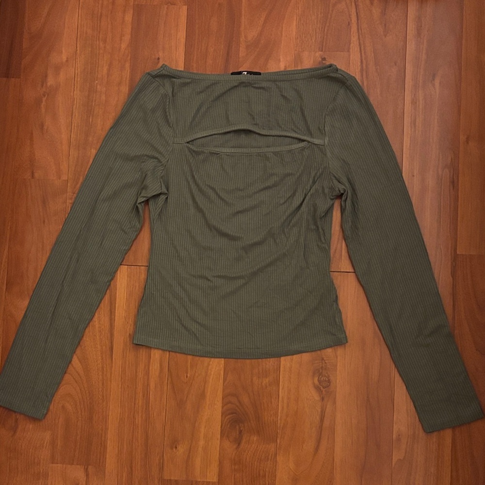 7 For All Mankind Olive Long Sleeve Top